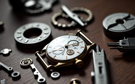 A watchmaker's tools laid out neatly on a workbench.